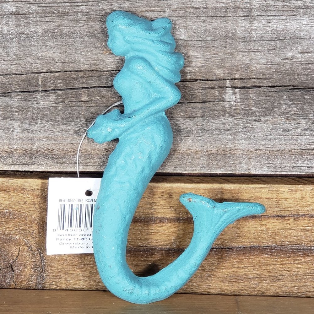 Mermaid Figure Iron Hook Wall Decor Blue Turquoise Fancy That Gift Decor